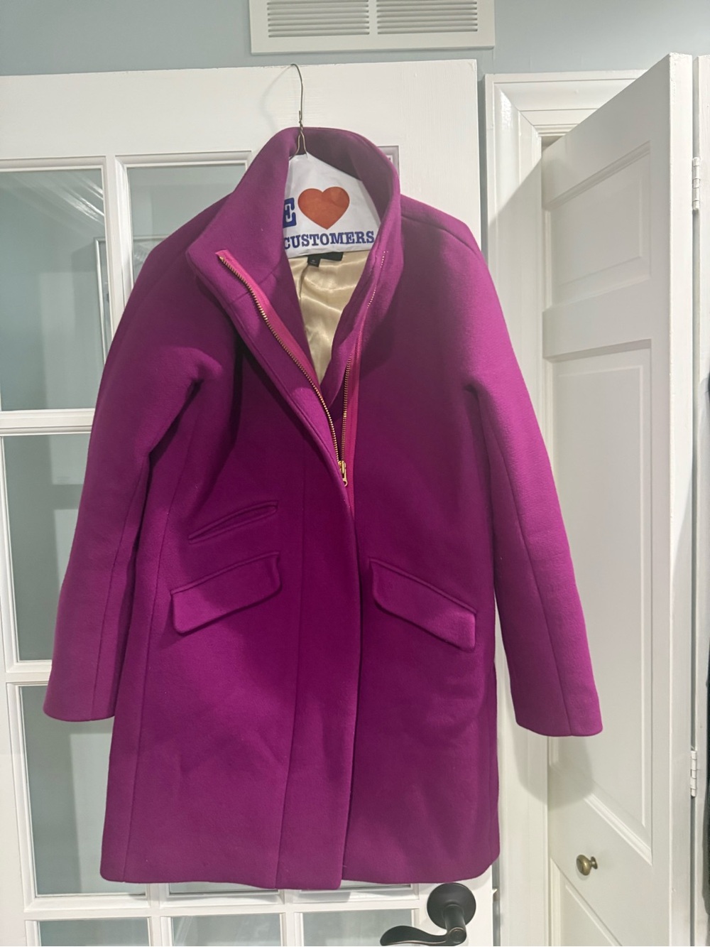 J. Crew Stadium jacket Fuchsia Wool-Blend Stand Collar 6